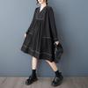 Long Sleeve Plus Size Vintage Black New In Dresses for Women Casual Loose Midi Spring Autumn Dress