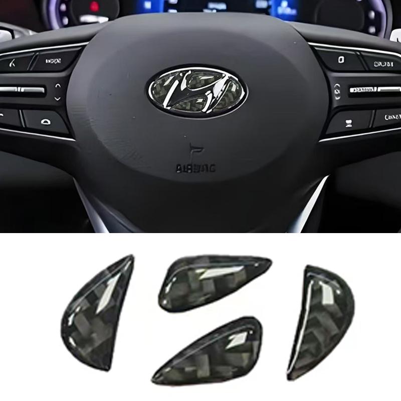 Carbon Fiber Epoxy Car Steering Wheel Stickers for Hyundai Tucson Solaris Elantra Sonata Lafesta Mistra I40 Accent Verna Logo hrd9