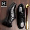 Bowei Men'S Business Leather Shoes Fashion Casual Soft Sole Sleeve Men'S Shoes Leather Comfortable Dress Shoes