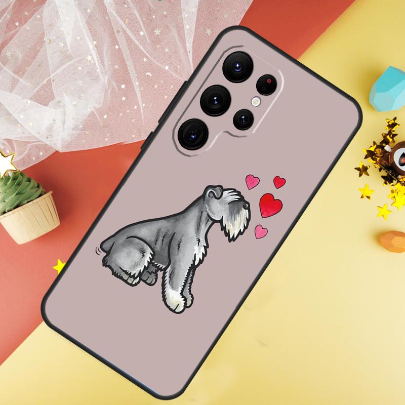 Cartoon Schnauzer Dog Case For Samsung Galaxy S23 Ultra S24 S22 S20 S21 FE Note 10 20 Ultra S8 S9 S10 Plus Cover