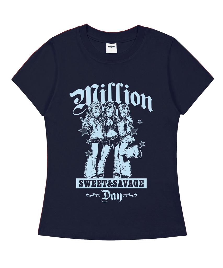 MILLION DAY Обтягивающая футболка с коротким рукавом для Гяру
