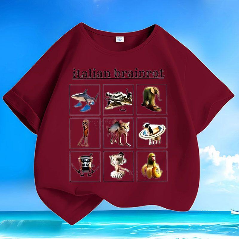 Детский повседневный тунтунгтунгсагур деревянная фигурка Шань Хай Цзин топ, летний свободный топ для мальчиков и девочек