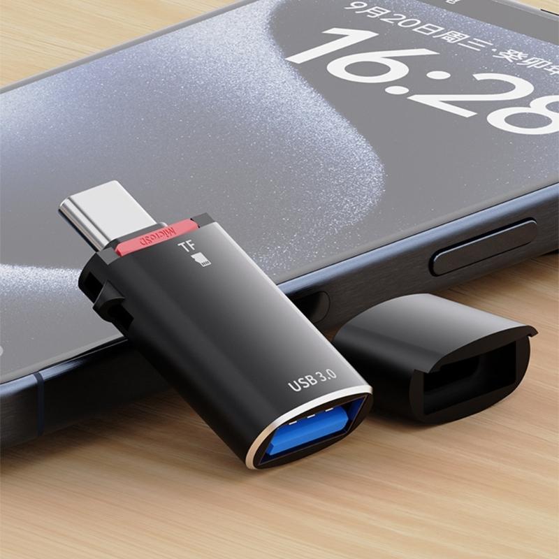 OTG-адаптер USB C на USB 3.0 со слотом для карт памяти TF, скорость передачи 5 Гбит/с, для телефонов, планшетов, ноутбуков, OTG-конвертеры