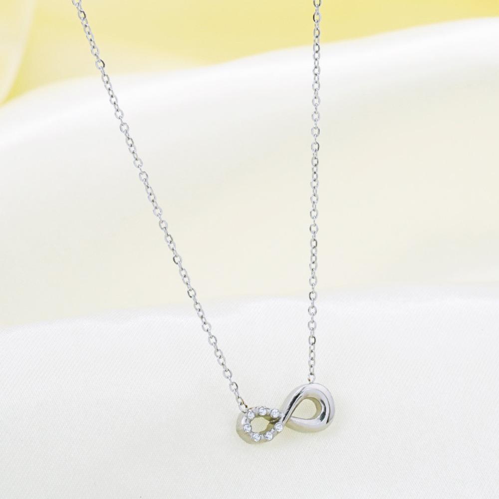 Женское ожерелье Бесконечная петля Титановая сталь Циркон Ювелирные изделия Мода Гипоаллергенное Не тускнеет