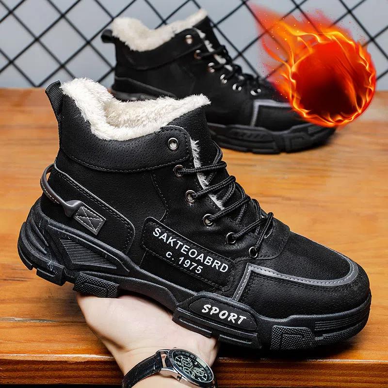 Мужские ботинки, мужская зимняя обувь, модные зимние ботинки, зимние кроссовки больших размеров, мужская обувь до щиколотки, зимние ботинки, черная, синяя обувь