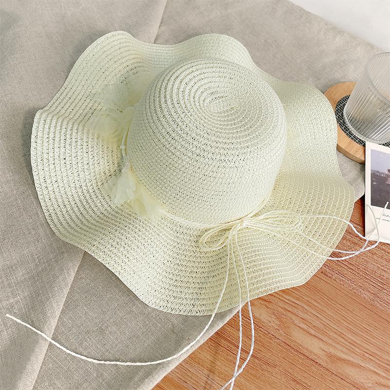 Spring Sun Protection Hat Women's Foldable Flower Beach Hat Beach Vacation Breathable Straw Hat