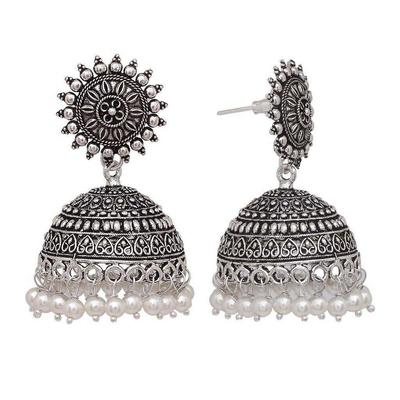 Легкие серебряные оксидированные серьги Jhumki Jhumka для девочек