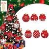 12PCS Wooden Christmas Ball Ornaments Red White Elk Snowflake Xmas Tree Decor Holiday Winter Party Hanging