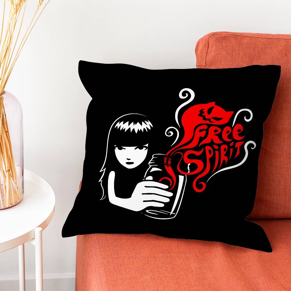 EEmily The Strange Pillow Case Plush Fabric Soft Pillowcase Double Sided Print Cushion Cover Household Gifts