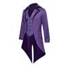 Men Tuxedo Gothic Style Slim Fit Tuxedo Jacket Lapel Long-Sleeved Suit Coat Retro Design Punk Mid-length Overcoat