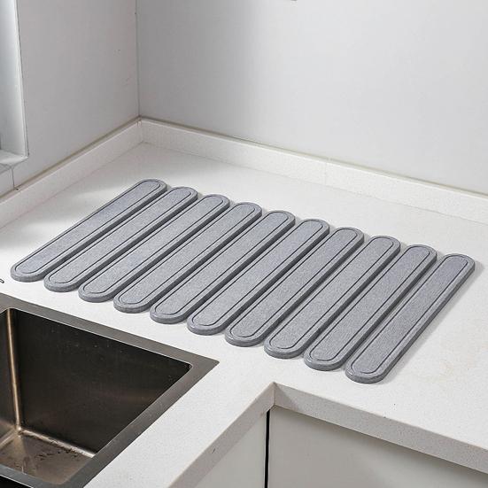 Складной коврик для сушки посуды из диатомита 24x16 дюймов, быстросохнущий впитывающий коврик