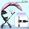 Baby Stroller Umbrella with Clamp UPF 50+ Sun UV Protection Adjustable Waterproof Windproof Universal Outdoor UV Blocking Pram Parasol