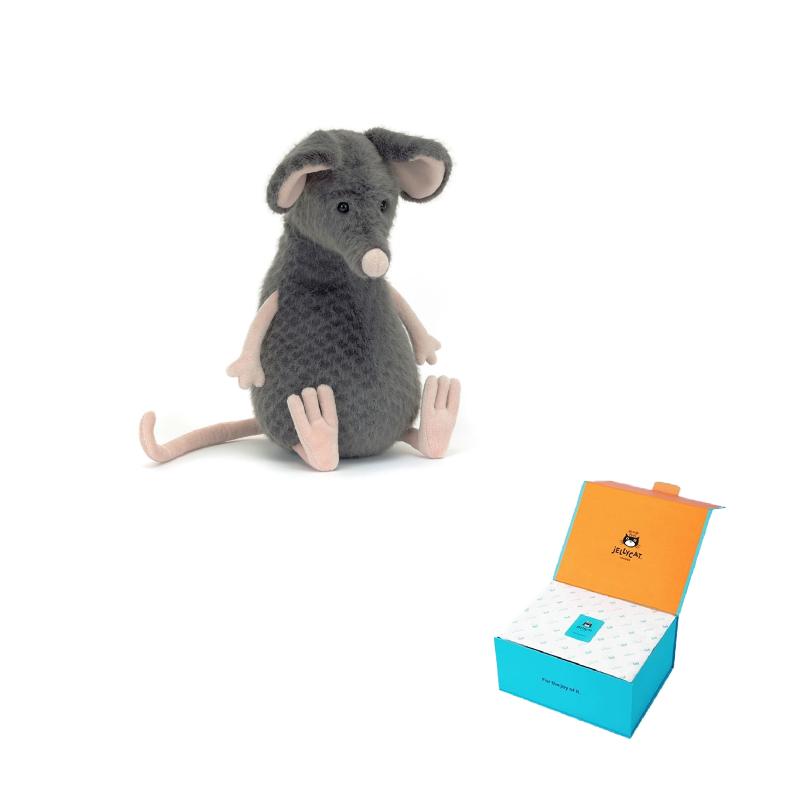 JELLYCAT Woods Animal Series Lachlan Sad Rat Lachlan Sad Rat Grey Doll Plush Figure Sitting 24cm High