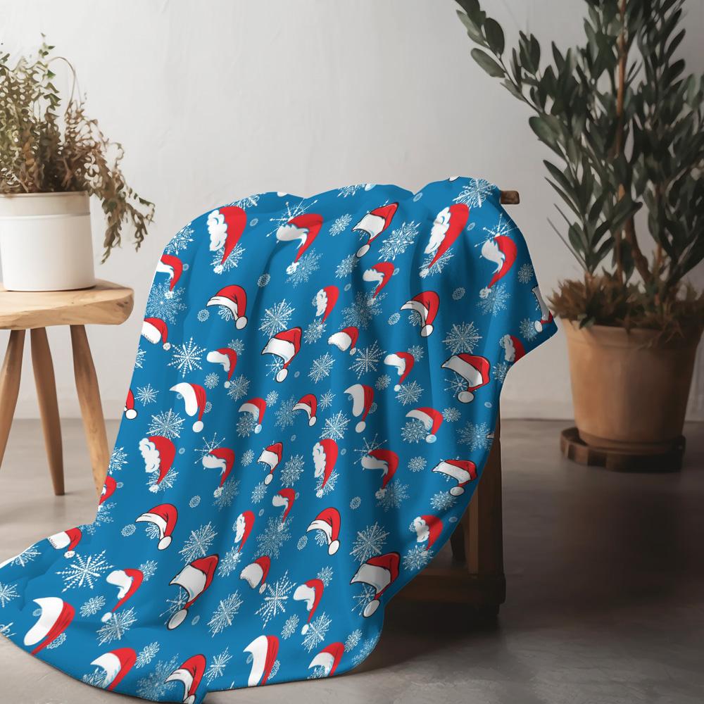 Festive Santa Throw Blanket Cozy Flannel Fleece Navidad Christmas Holiday Decor Gift Warm Soft Home Bedding Blanket