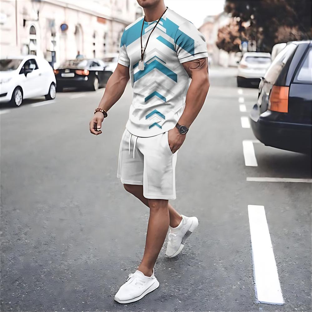 Мужская футболка с коротким рукавом и шорты, комплекты из 2 предметов, мужские спортивные костюмы с круглым вырезом, большие футболки с принтом, уличная спортивная одежда, мужская одежда