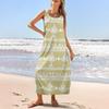 Женский повседневный длинный сарафан, летнее пляжное платье с принтом, свободный сарафан без рукавов с круглым вырезом