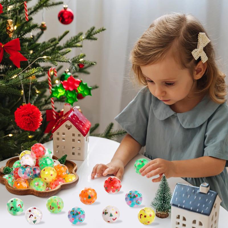 24 шт. 3,5 см Рождественский мягкий мячик-сквиши Наполнители для чулка Детский подарок Сенсорная игрушка для взрослых Наполнитель для пиньяты для пакета с угощениями на день рождения