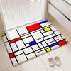 Geometric Painter P-Piet M-Mondrian Floor Mat Soft Thickened Flannel Door Mat Non-Slip Living Room Rug Home Decor