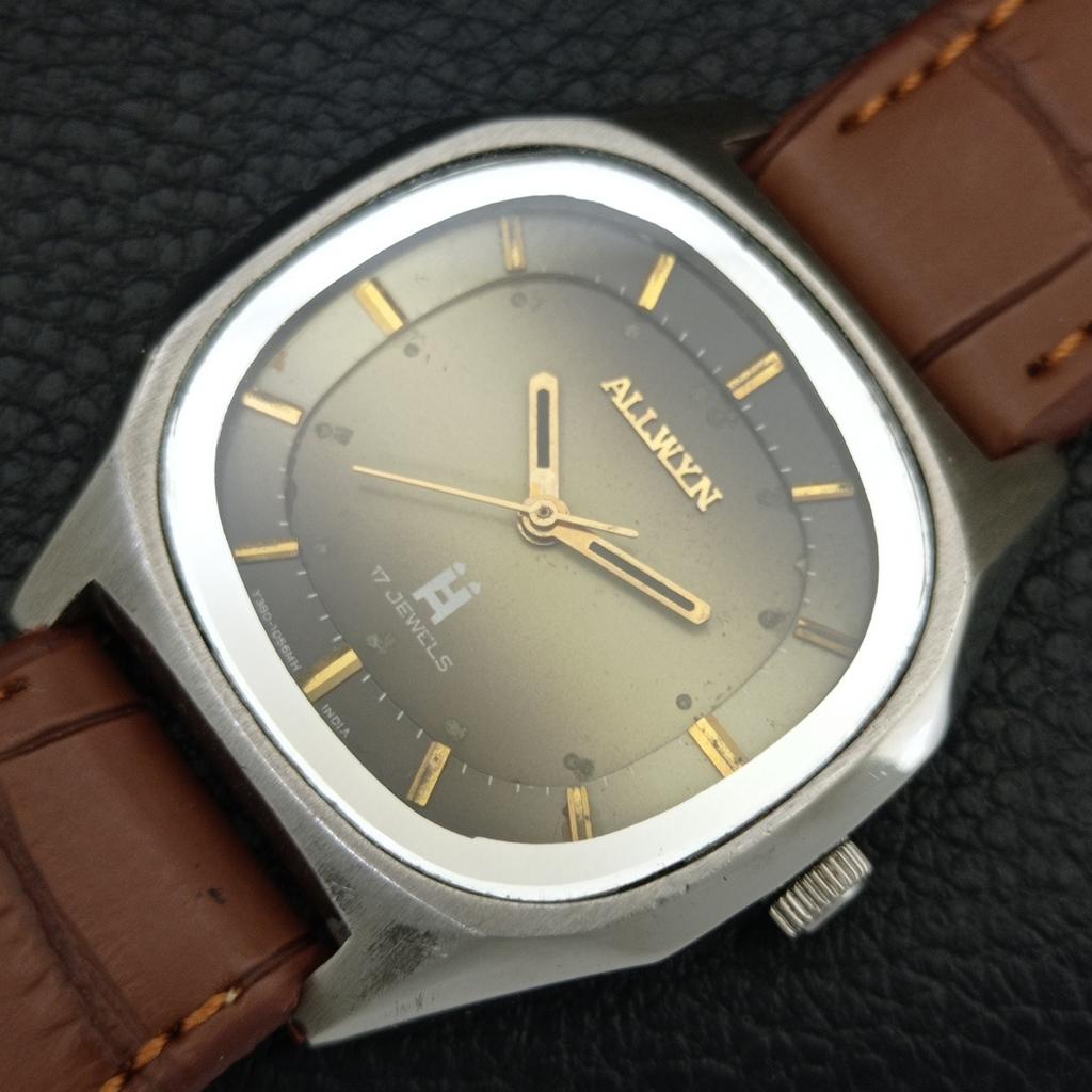 ВИНТАЖНЫЕ МУЖСКИЕ ЧАСЫ ALLWYN 6300A С РУЧНЫМ ЗАВОДОМ ИНДИЯ ОРИГИНАЛ ЦИФЕРБЛАТ a708160-1