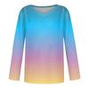 Women's Fashion Casual V Neck Long Sleeve Printed T-Shirt Ladies Top