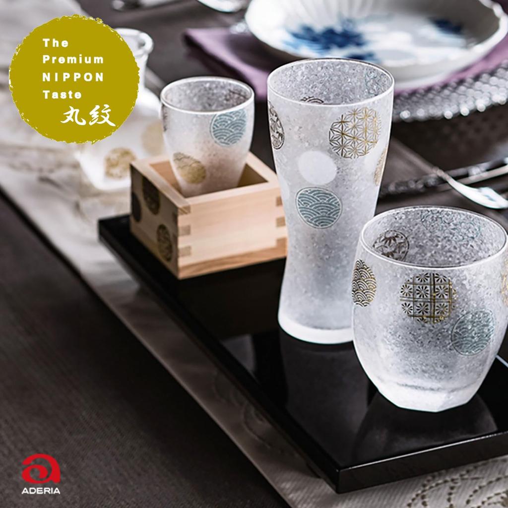 ADERIA Premium Nippon Taste Round Pattern 345ml Rock Glass Made in Japan Rock Glass Made in Japan Comes in Gift Box Day Day Respect for the Aged Day