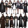 Halloween men's and women's nun/priest red and black robes, vampire costume, wizard robe set