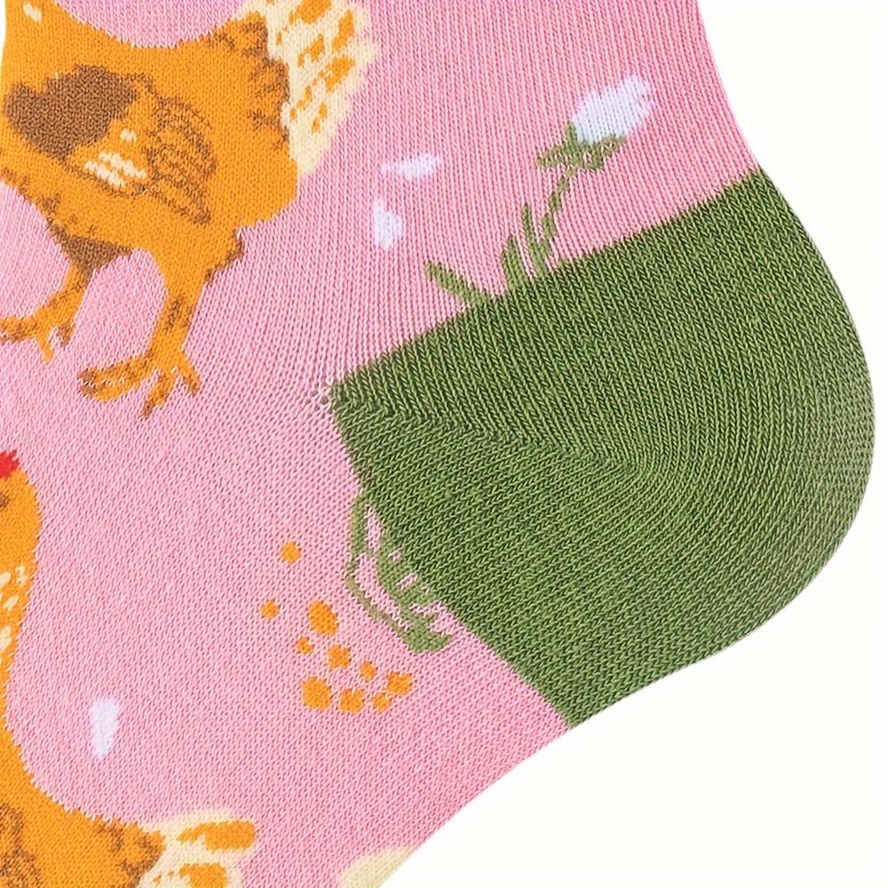 1 пара носков с рисунком мультяшного цыпленка, удобные и дышащие носки средней длины, женские чулки и чулочно-носочные изделия — идеально подходят для осени и зимы