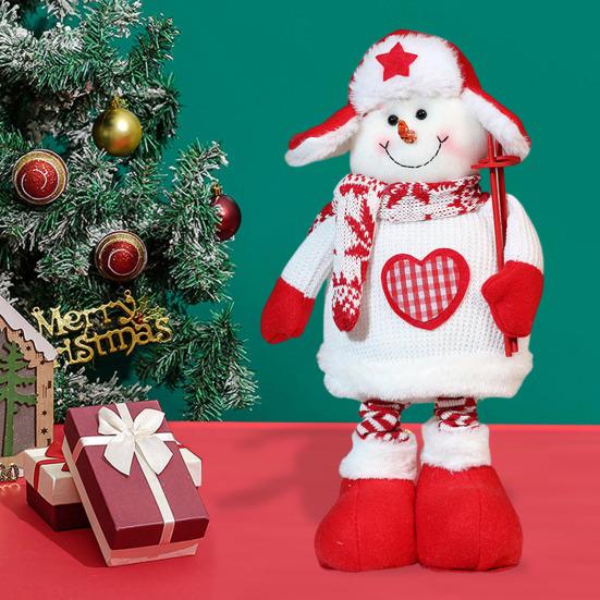 Рождественская кукла, плюшевая игрушка Санта-Клауса, снеговика, лося, с телескопической ногой для рождественского декора для дома, стола, камина, окна, сада
