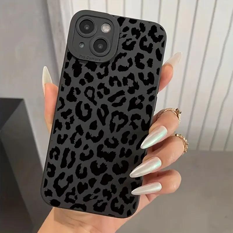 Черный принт Леопардовый графический чехол для телефона для iPhone 17 16 15 14 13 12 11 Pro Max XS XR 7 8 Plus 16E Ударопрочный Мягкий Силиконовый Чехол