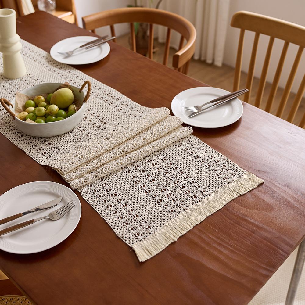 Log Woven Fringed Table Flag Cotton And Linen Retro Long Tablecloth Coffee Table Pad Cabinet Cover Cloth Shoe Cabinet Decorative Cloth