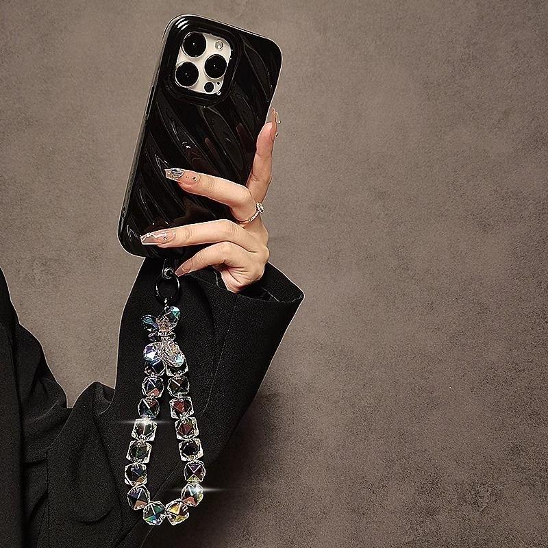 1PC DIY Bracelet Crystal Shinning Acrylic Butterfly Girl Phone Charms Wrist Hanging Strap Mobile Phone Lanyard Phone Bag Key Chain