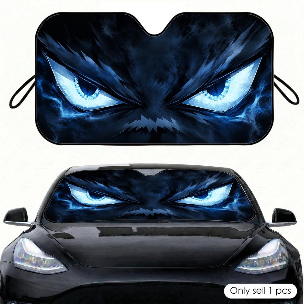 Azure-blue lightning beast Sun Visor Portable Car Front Windshield Sun Curtain Heat Insulation Auto Sun Protection Accessory