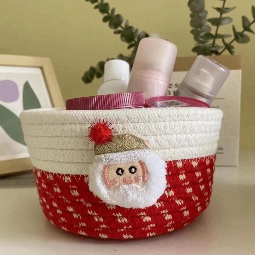 Multifunctional Christmas Storage Basket Cotton Rope Woven Candy Storage Basket Key
