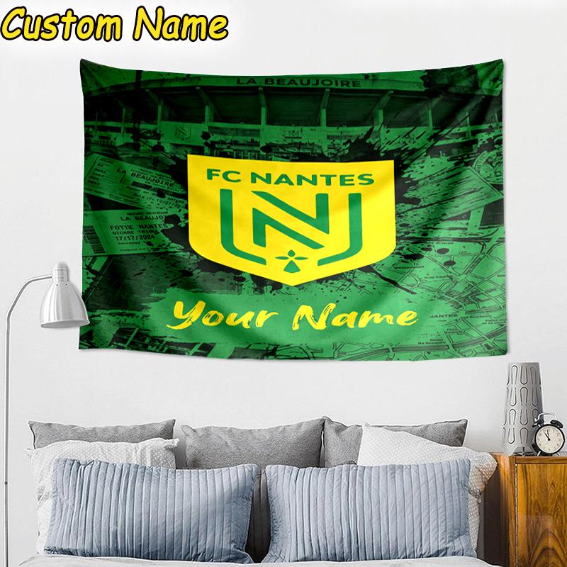 Custom Name Fc Nantes Crest Design Tapestry Room Decoration Wall Hanging for Living Room Bedroom, dormitory, Birthday and Christmas gifts