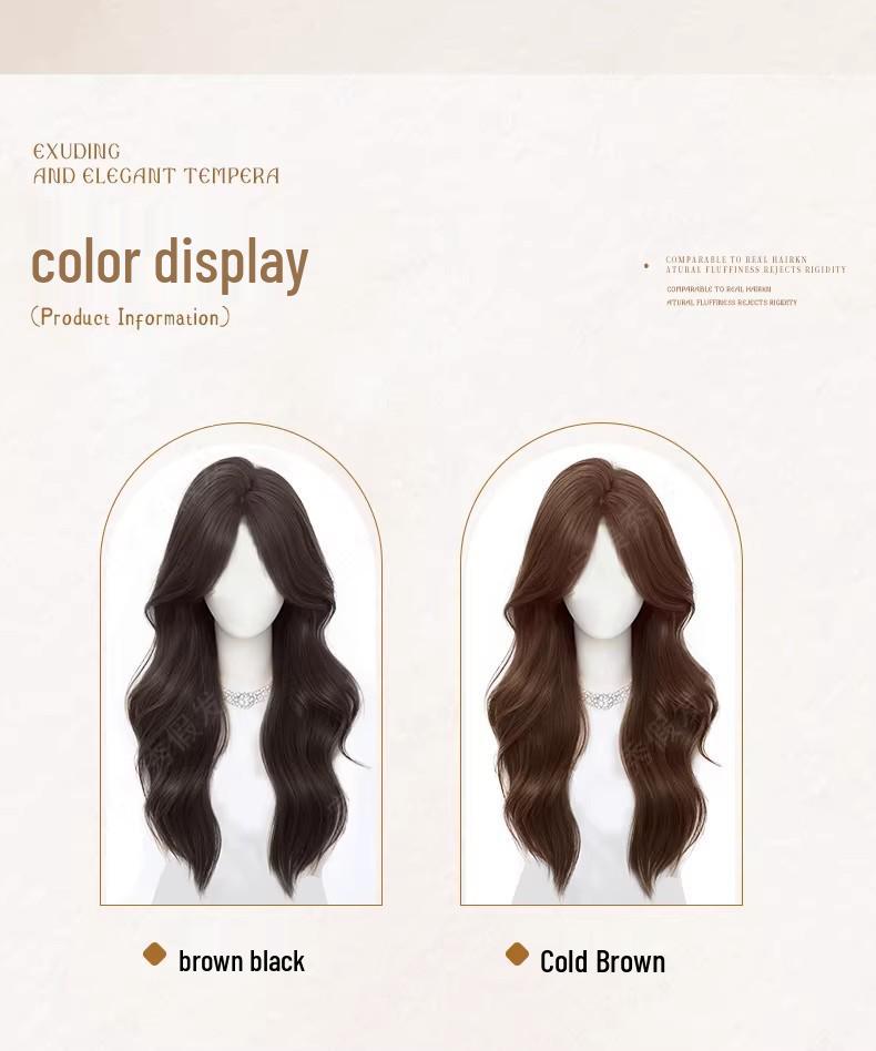 Женская натуральная длинная париковая шапка с реалистичными большими волнами и незаметной челкой с прямым пробором