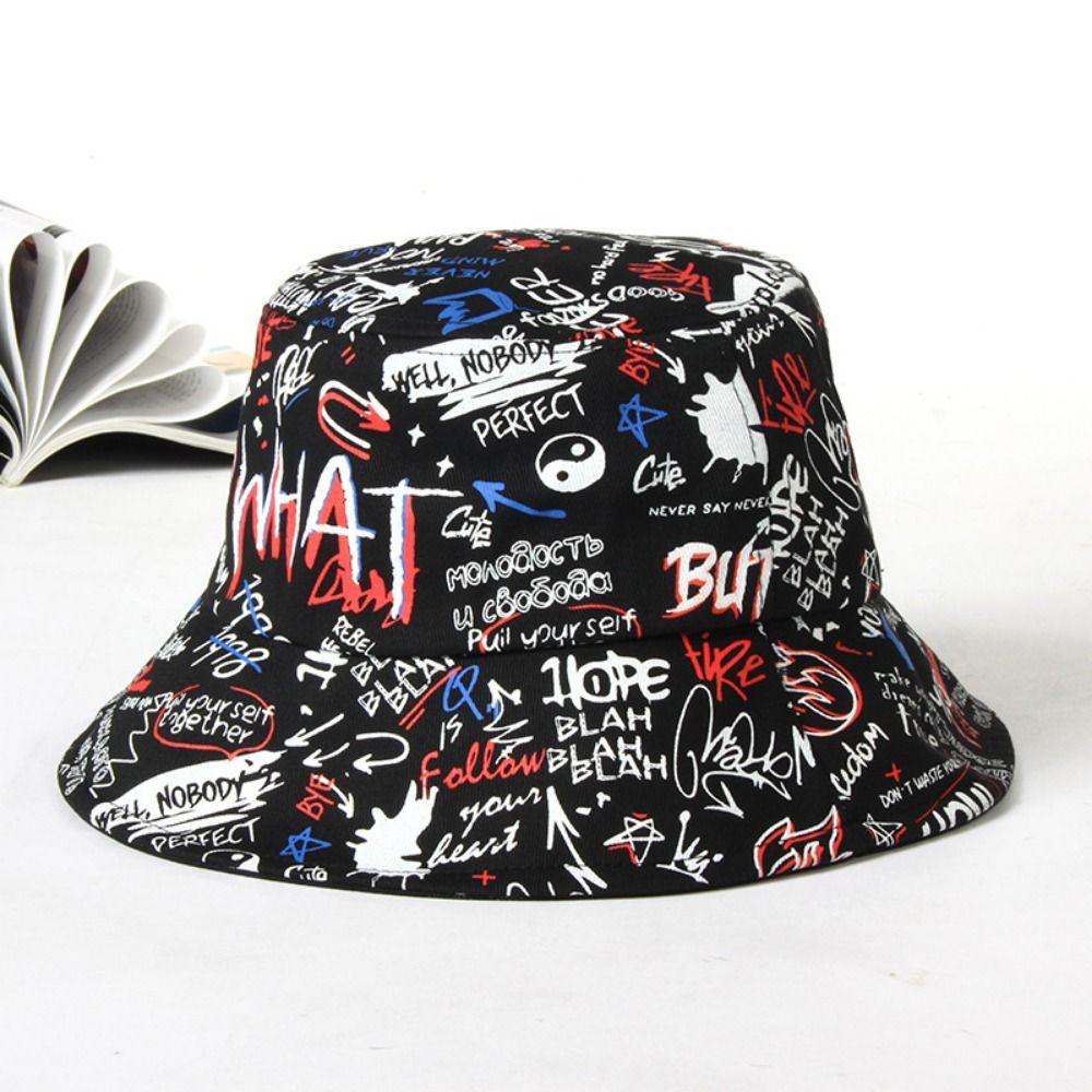 Sunscreen Hip Hop Cap Printing Letter Bucket Hat Graffiti Fisherman Hats Unisex