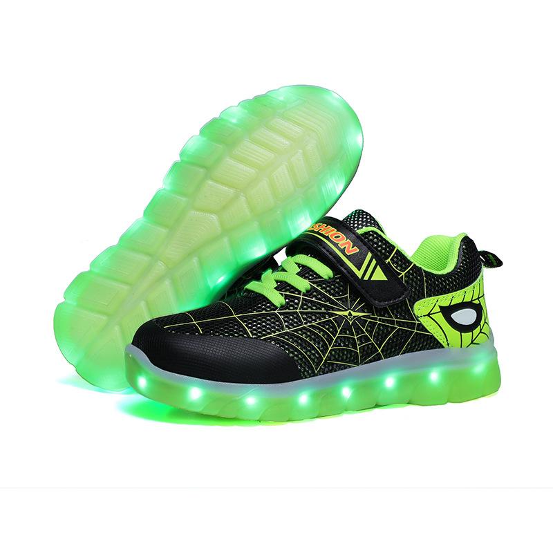 Children's Luminous Shoes USB Charging LED Light Shoes Spider Marquee Classmates Men's and Women's Sports Shoes