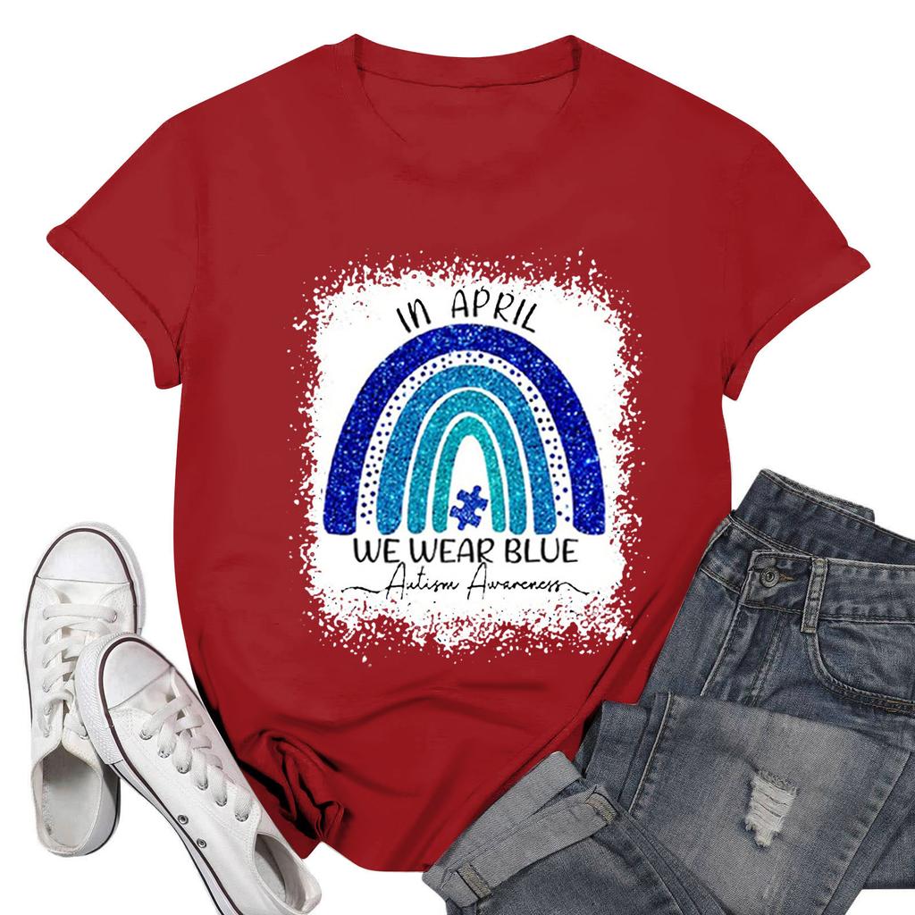 Женская повседневная футболка с принтом, пуловер с круглым вырезом, топ с короткими рукавами