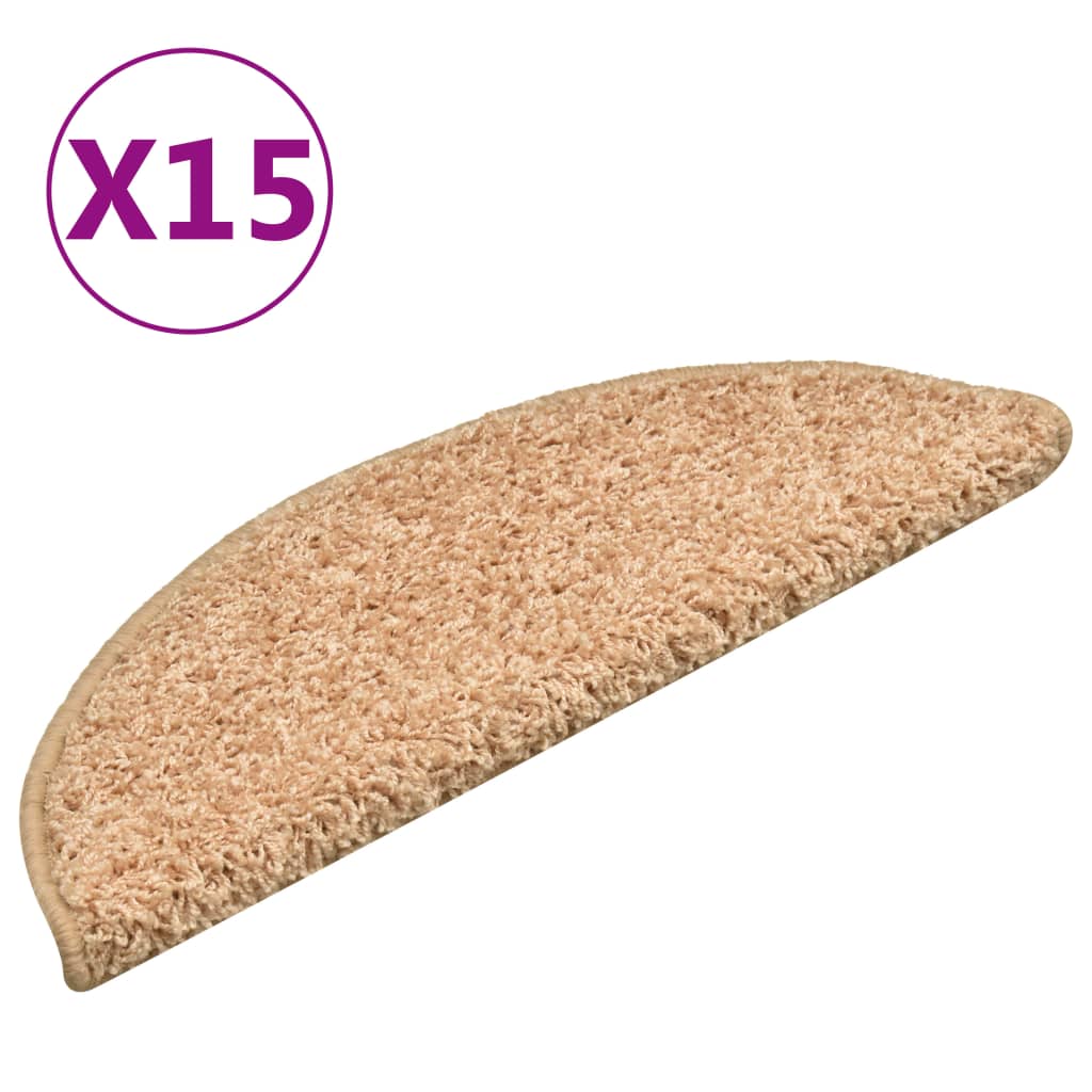 Step Mats 15 pcs 56 x 17 x 3 cm Gold Semi Round