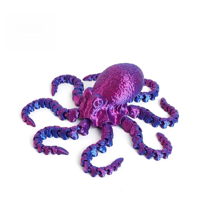 1pc 3D Printed Octopus Ornament Creative Animal Landscape Decorations Simulated Octopus Desktop Home Model Party Children's Gift