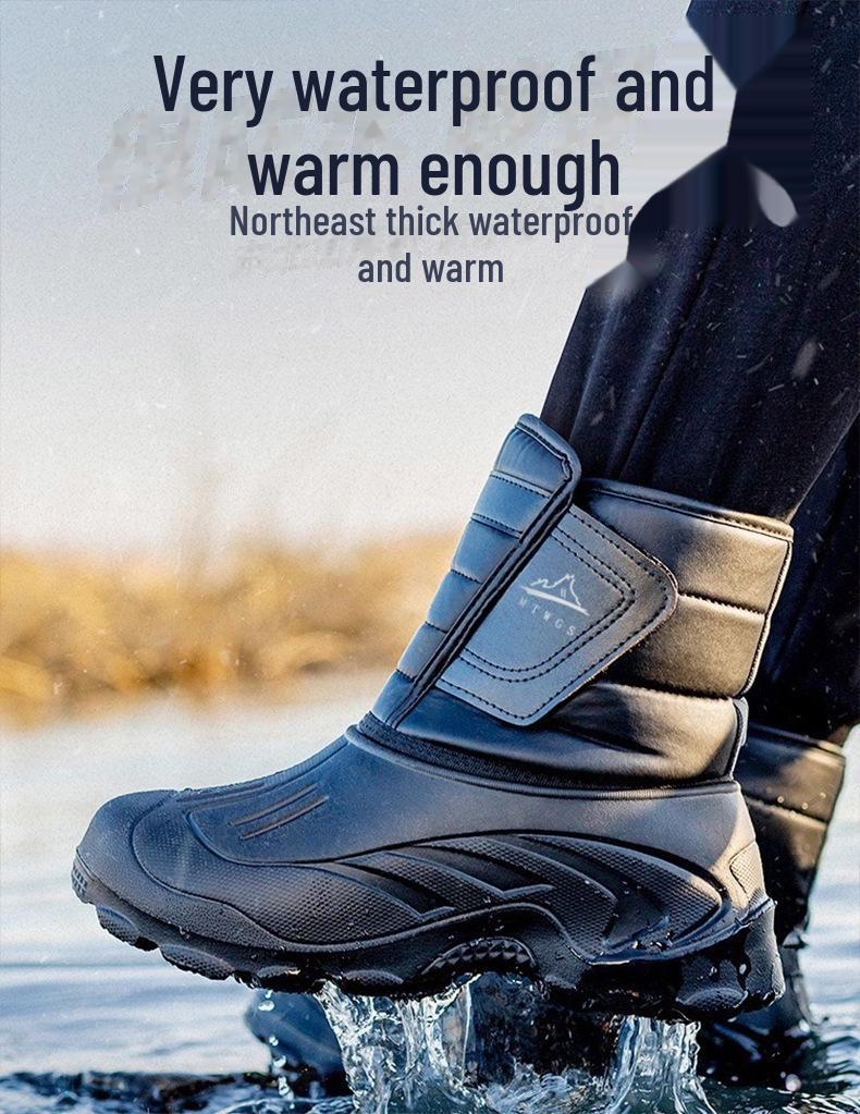 Men's Winter Non-Slip Ice Fishing Boots - Thick, Warm, Short Tube Cotton Snow Shoes