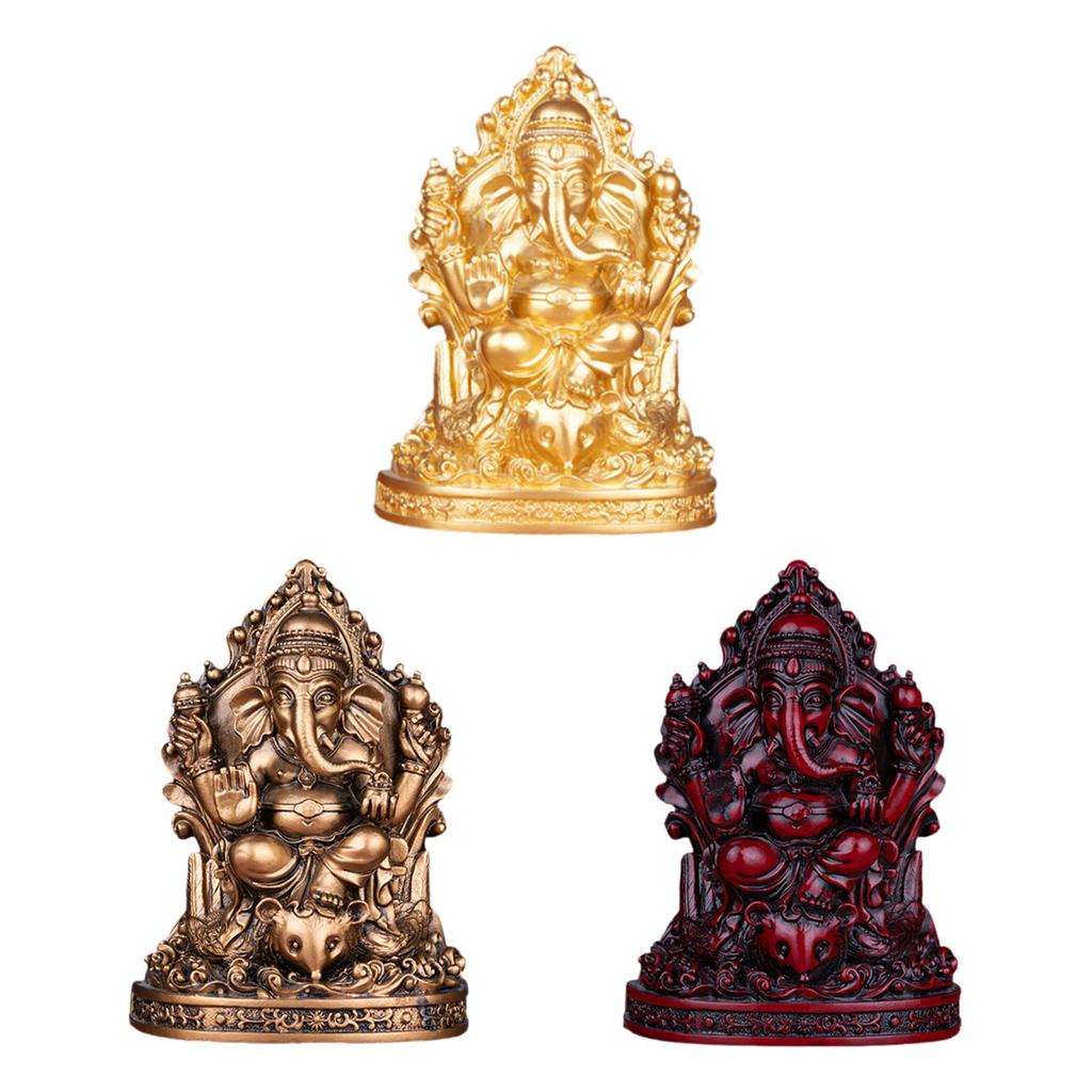 16cm Resin Elephant Ganesha Buddha Statue Handmade Desk Ornament Hindu God Craft for Garden Yard Stylish Fine Workmanship