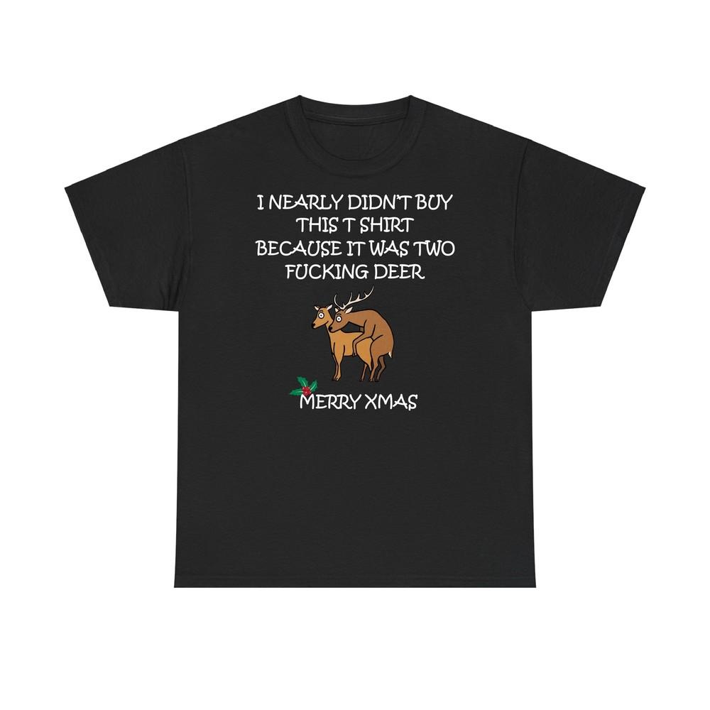 Two Fcking Deer Merry Christmas T Shirt Offensive Rude Festive Santa Xmas Tee