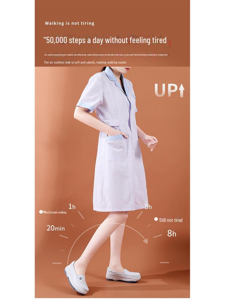 Женские летние нескользящие туфли для медсестер: Удобная, дышащая, мягкая и на плоской подошве медицинская обувь из натуральной кожи