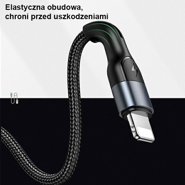 Usams Kabel Pleciony U55 2A Lightning Czarny/Black 1M Sj448Usb01 (Us-Sj448)