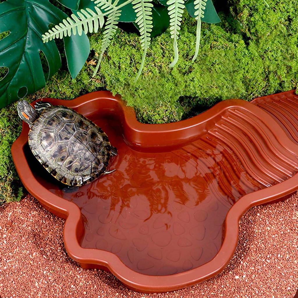 Съемная миска для воды для рептилий для черепах с дизайном рампы, прочная, легко собирается для использования в помещении или на открытом воздухе