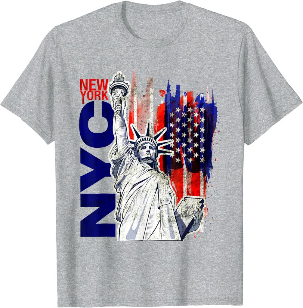 Tshirt Cool New York City Statue Of Liberty With Usa Flag Tshirt For Unisex Wounisex Graphic T Shirts Streetwear