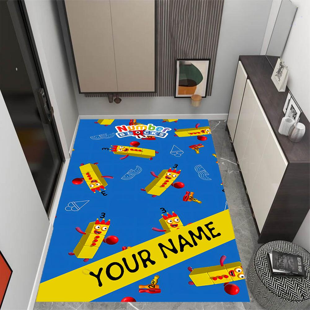 Number Blocks Winter Fun Customizable Name Floor Rug Office Rug Design for Playrooms Bedrooms Entryway Outdoor Anti-slip Rug Office home decor
