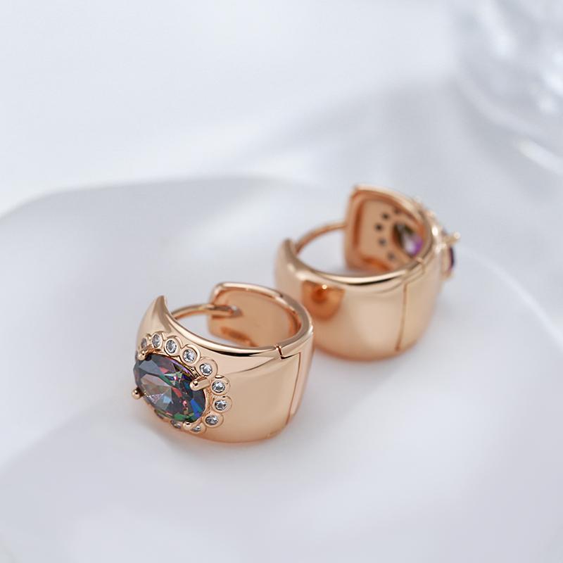 Модные красочные серьги-капли с крупным натуральным цирконом для женщин, цвет розового золота, модные, для вечеринок, повседневные ювелирные аксессуары