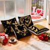 4 Pcs Golden Butterfly And Heart Single-Sided Printed Pillowcase Cushion Cover,Suitable For Living Room,Bedroom,Car Decoration